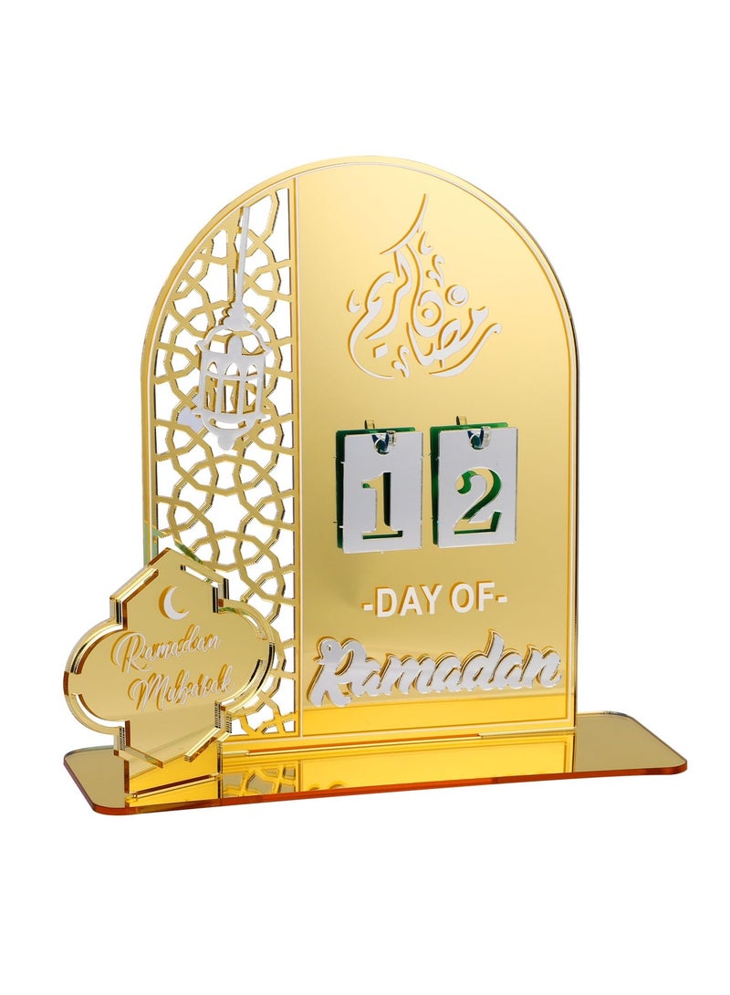Ramadan Advent Calendar, Acrylic Eid Mubarak DIY Countdown Calendars for Decoration, 30 Days Til Eid, Ramadan Gift for Kids Party Home Ramadan Ornament (Gold) - Image 1