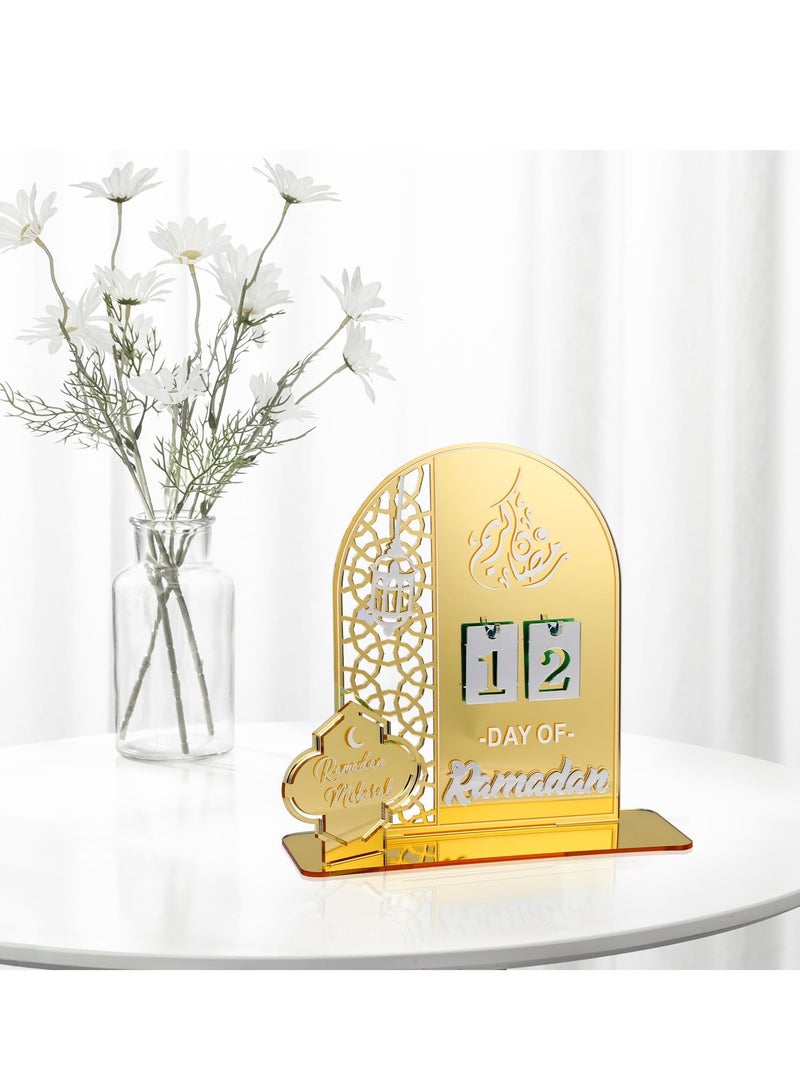 Ramadan Advent Calendar, Acrylic Eid Mubarak DIY Countdown Calendars for Decoration, 30 Days Til Eid, Ramadan Gift for Kids Party Home Ramadan Ornament (Gold) - Image 2