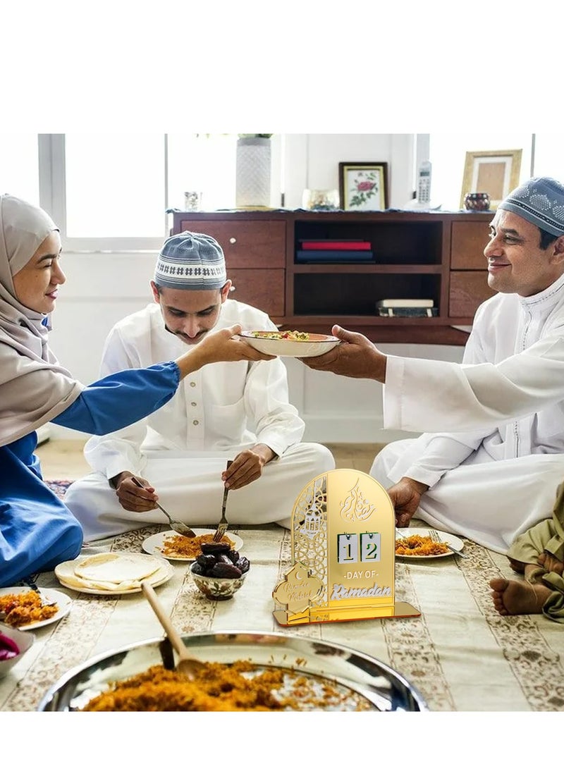 Ramadan Advent Calendar, Acrylic Eid Mubarak DIY Countdown Calendars for Decoration, 30 Days Til Eid, Ramadan Gift for Kids Party Home Ramadan Ornament (Gold) - Image 4