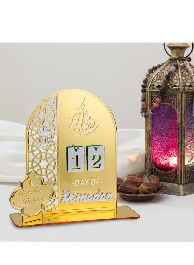 Ramadan Advent Calendar, Acrylic Eid Mubarak DIY Countdown Calendars for Decoration, 30 Days Til Eid, Ramadan Gift for Kids Party Home Ramadan Ornament (Gold) - Image 5