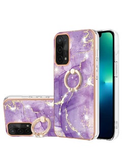 HuHa Case Cover For OPPO A74 5G / A93 5G / A54 5G / A93s 5G Electroplating Marble Pattern IMD TPU Phone Case with Ring Holder Purple 002 