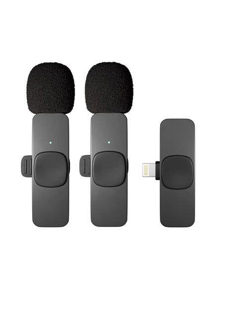 K9 Wireless Microphone Dual Omnidirectional Recording Clip Mic with Receiver for Type-C Lightning Camera Laptop for Vlogging YouTube Online Class Zoom Call