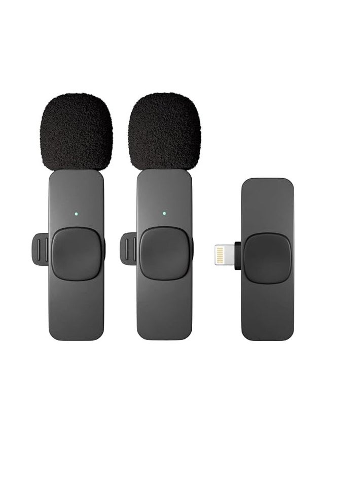 Generic - K9 Wireless Microphone Dual Omnidirectional Recording Clip Mic with Receiver for Type-C Lightning Camera Laptop for Vlogging YouTube Online Class Zoom Call - Image 1
