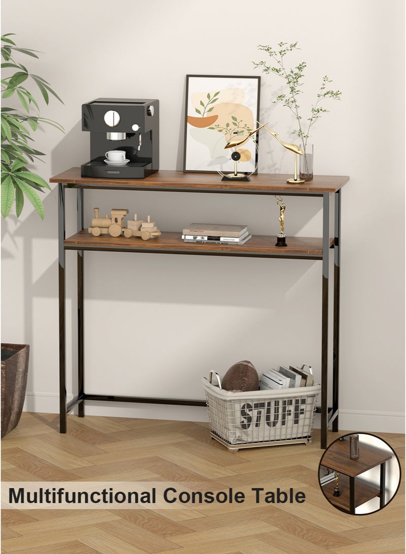 AnneFish 100*30*90cm Console Table 2 Tier Simple Sofa Table Home Coffee Corner Display Entryway Table for Couch Hallway Entrance Living Room - Image 5