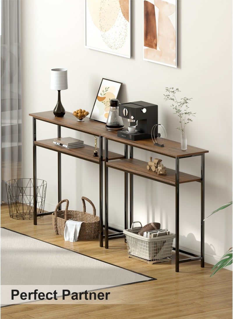 AnneFish 100*30*90cm Console Table 2 Tier Simple Sofa Table Home Coffee Corner Display Entryway Table for Couch Hallway Entrance Living Room - Image 3
