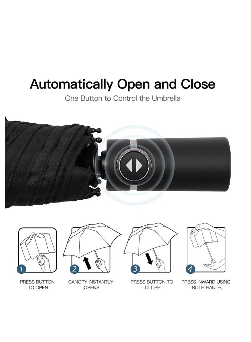 Excefore مظلة - مظلة للرجال، مظلات للمطر بحجم كبير للرجال، مظلة مقاومة للرياح كبيرة للرجال، النساء، الأطفال، الفتيات، الأولاد، مع فتح وإغلاق تلقائي - Image 2