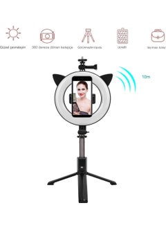 Qasul Remote Control Bluetooth Selfie Stick Ring Light Tripod with 9 Different Light Modes  - Image 4