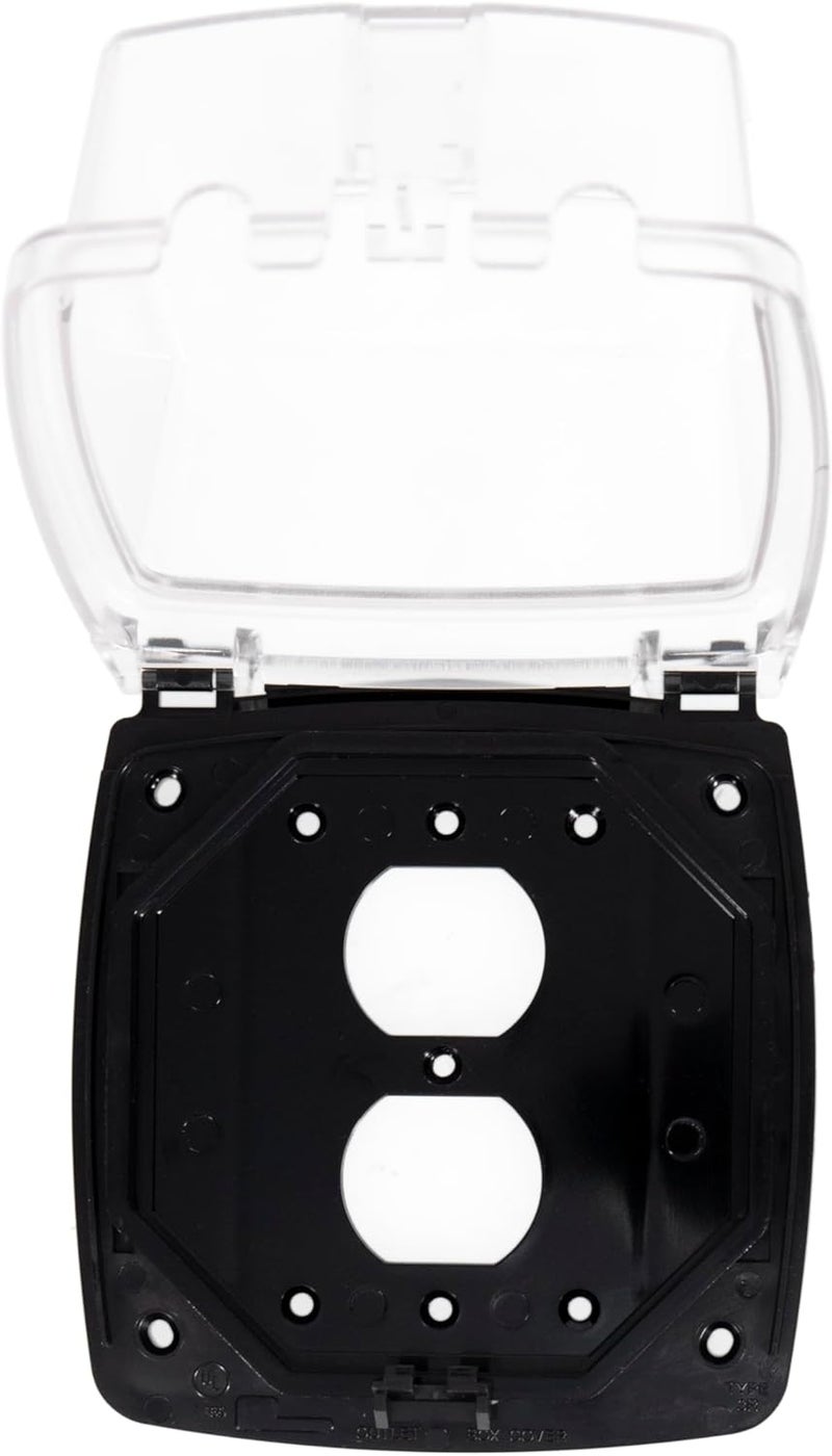 Intermatic WP1020C 2-1/4” Deep Weatherproof Outlet Cover – UV Stabilized Clear, GFCI & Duplex, Vertical Mount, UL Certified – Fits Single Device Only for Larger Double-Gang 4” x 4” Boxes - Image 5