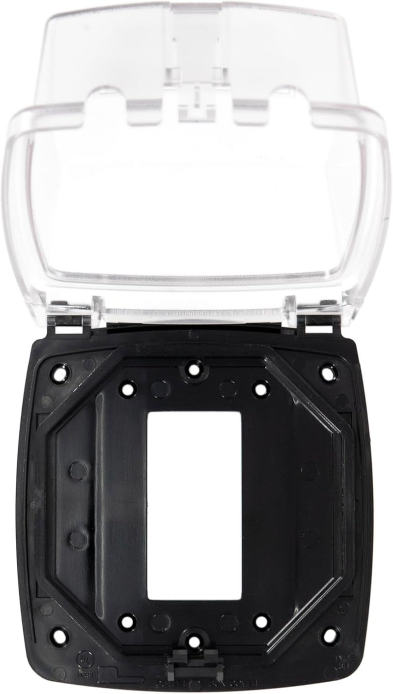 Intermatic WP1020C 2-1/4” Deep Weatherproof Outlet Cover – UV Stabilized Clear, GFCI & Duplex, Vertical Mount, UL Certified – Fits Single Device Only for Larger Double-Gang 4” x 4” Boxes - Image 4