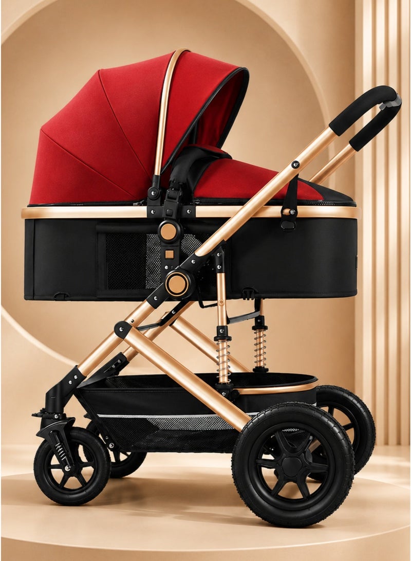 Bannuti 3 In 1 Baby Stroller Travel System With Bassinet Reversible Handle Adjustable Seat Foldable Pram Pushchair For Newborn Infant And Toddler - Image 1