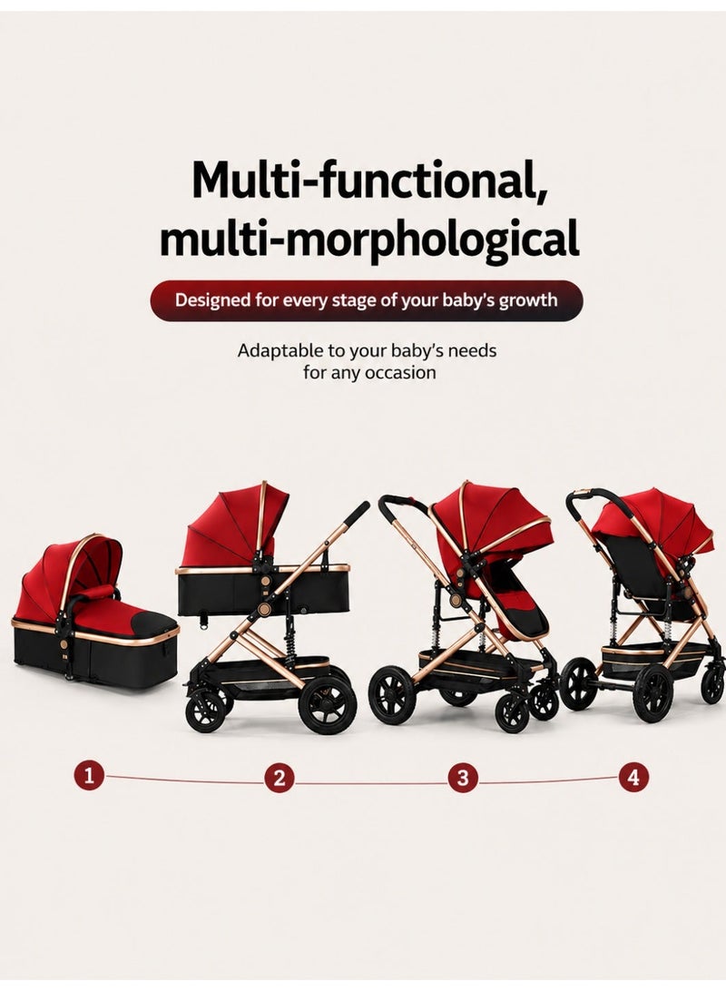 Bannuti 3 In 1 Baby Stroller Travel System With Bassinet Reversible Handle Adjustable Seat Foldable Pram Pushchair For Newborn Infant And Toddler - Image 2