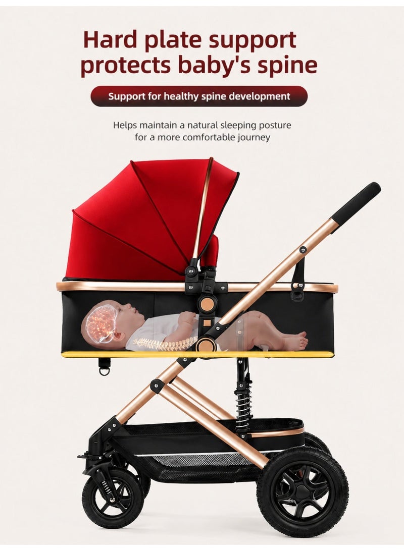 Bannuti 3 In 1 Baby Stroller Travel System With Bassinet Reversible Handle Adjustable Seat Foldable Pram Pushchair For Newborn Infant And Toddler - Image 3
