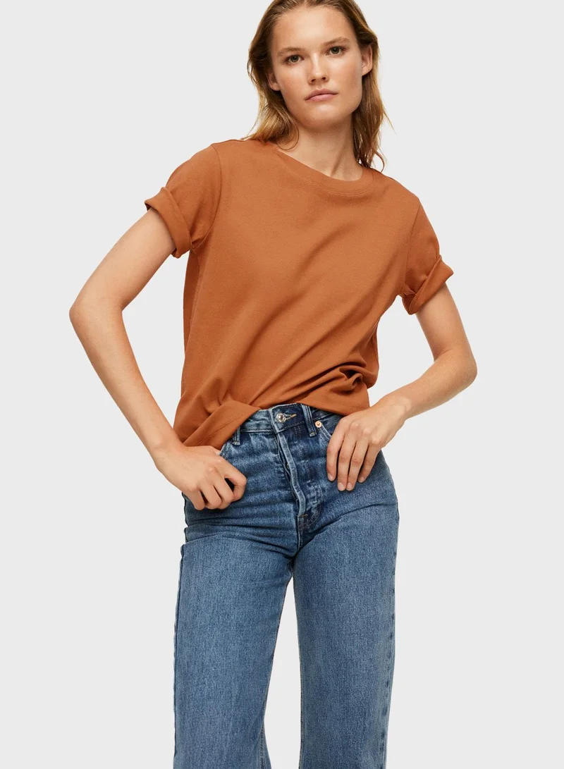 MANGO round Neck Knitted T-Shirt