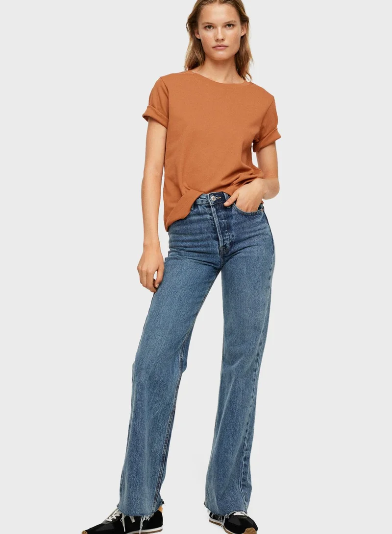 MANGO round Neck Knitted T-Shirt