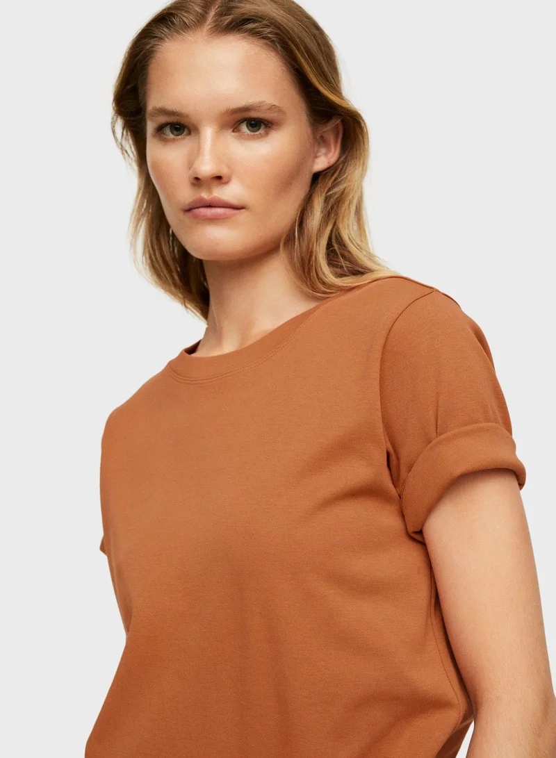 MANGO round Neck Knitted T-Shirt
