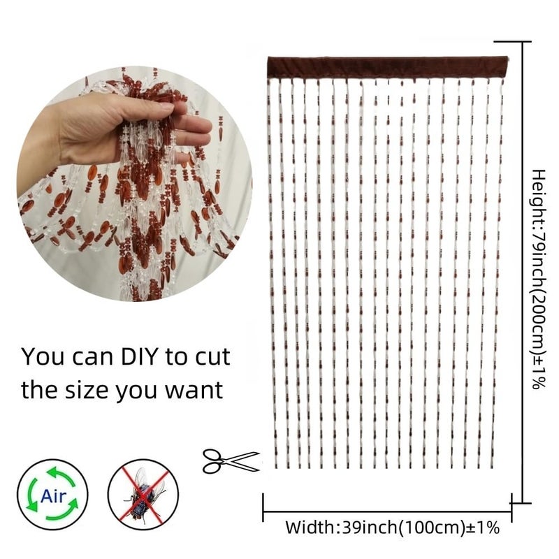 ave split Beaded Curtain Doorways Acrylic Hanging Door Beads String Curtains Tassel Room Divider Screen Decor for Doorway Window Living Room Wedding (1, Brown, 39 inch x 78.7 inch), ES041 - Image 4