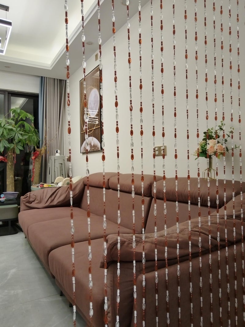 ave split Beaded Curtain Doorways Acrylic Hanging Door Beads String Curtains Tassel Room Divider Screen Decor for Doorway Window Living Room Wedding (1, Brown, 39 inch x 78.7 inch), ES041 - Image 5