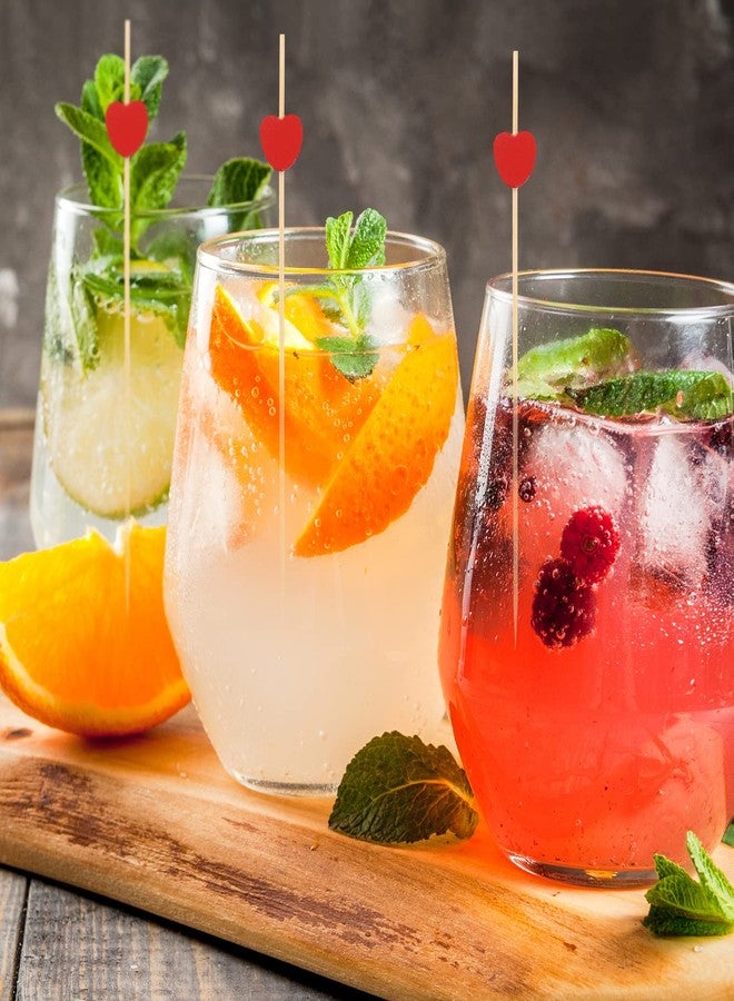 AIEX Heart Cocktail Picks for Drinks, 100pcs 4.7inch Cocktail Sticks Red Heart Shaped Bamboo Toothpicks for Appetizers Fruit Sticks for Cocktails Wedding Valentines Birthday Themed Party Bridal Shower - Image 3