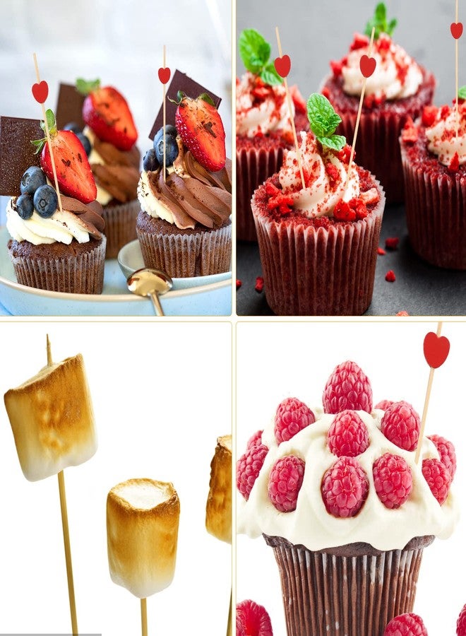 AIEX Heart Cocktail Picks for Drinks, 100pcs 4.7inch Cocktail Sticks Red Heart Shaped Bamboo Toothpicks for Appetizers Fruit Sticks for Cocktails Wedding Valentines Birthday Themed Party Bridal Shower - Image 4