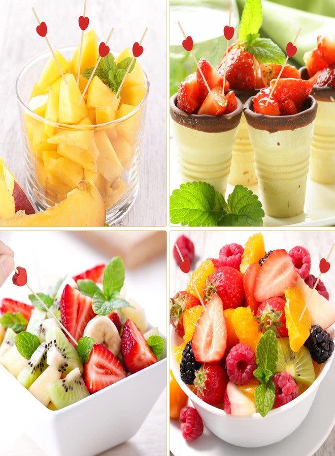 AIEX Heart Cocktail Picks for Drinks, 100pcs 4.7inch Cocktail Sticks Red Heart Shaped Bamboo Toothpicks for Appetizers Fruit Sticks for Cocktails Wedding Valentines Birthday Themed Party Bridal Shower - Image 5