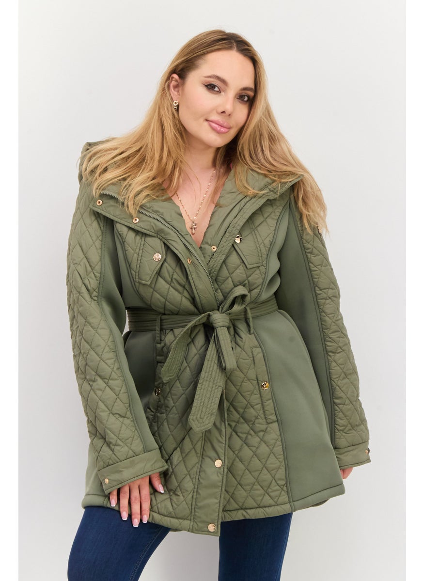 Black Tape - Women Plaid Trench Coat, Brown - Image 1