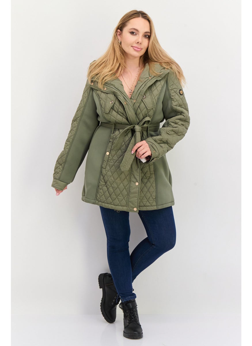 Black Tape - Women Plaid Trench Coat, Brown - Image 1