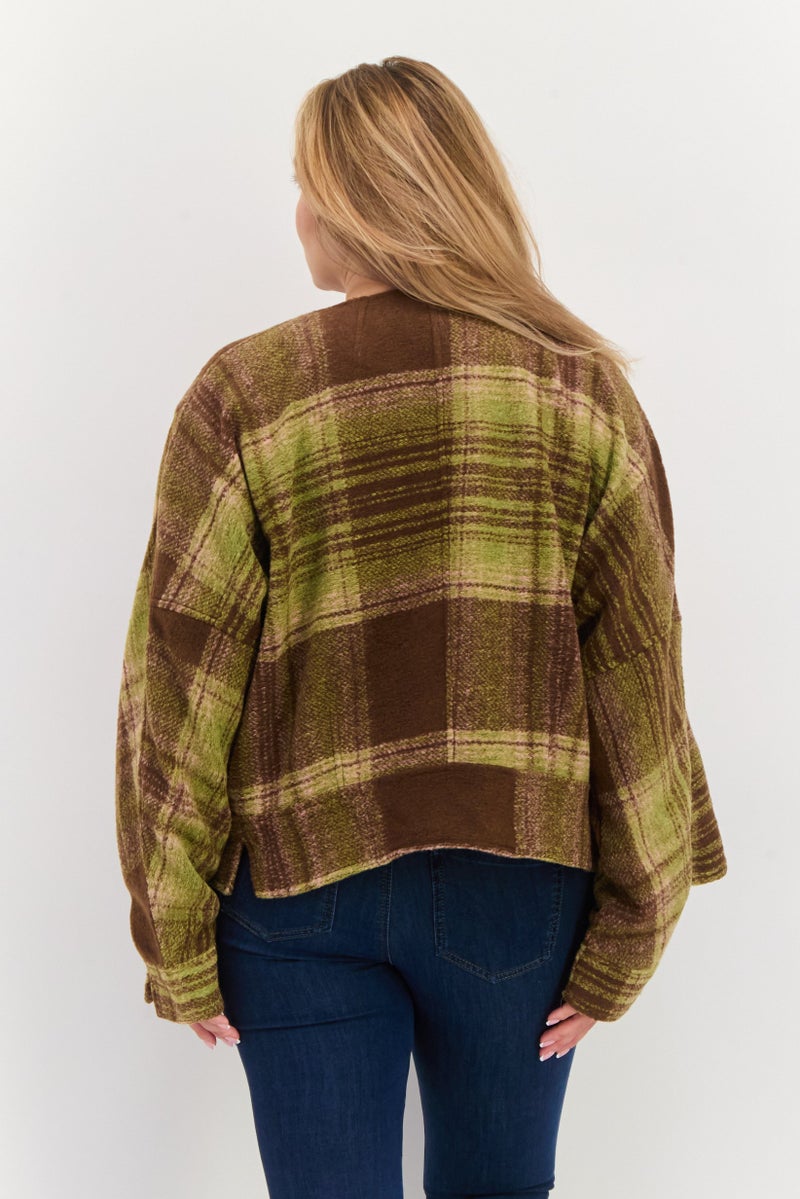 Black Tape Women Plaid Trench Coat, Multicolor - Image 2