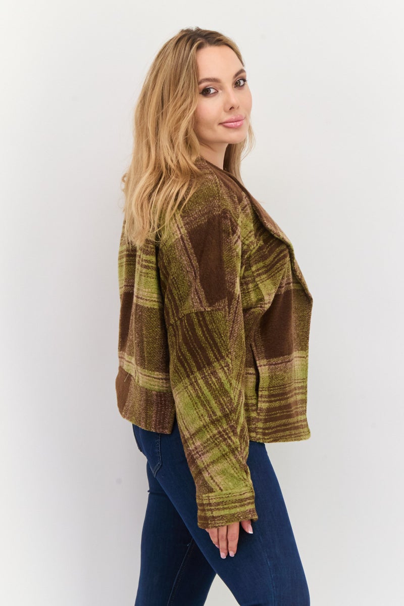 Black Tape Women Plaid Trench Coat, Multicolor - Image 4