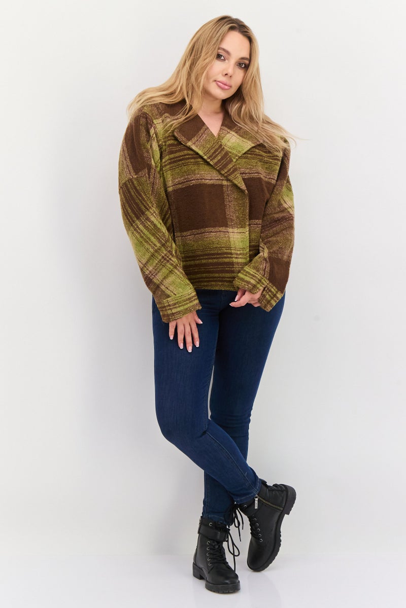 Black Tape Women Plaid Trench Coat, Multicolor - Image 3