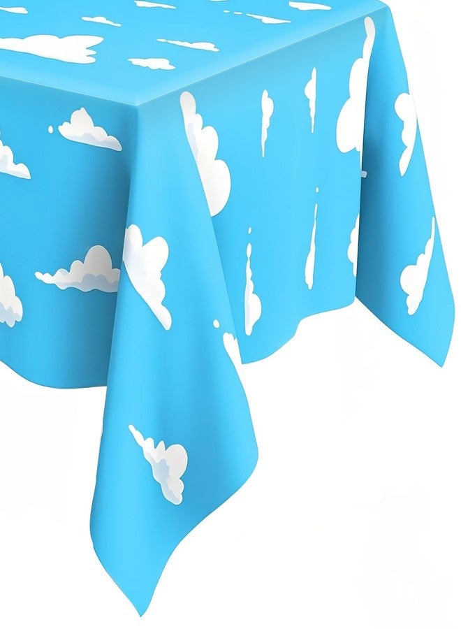 EoaMen Blue Sky White Clouds Birthday Party Supplies, Cartoon Story Birthday Blue Sky Tablecloth, Table Cover for Boy's and Girls Toy Party Supplies (54 x 108 Inch) - Image 1