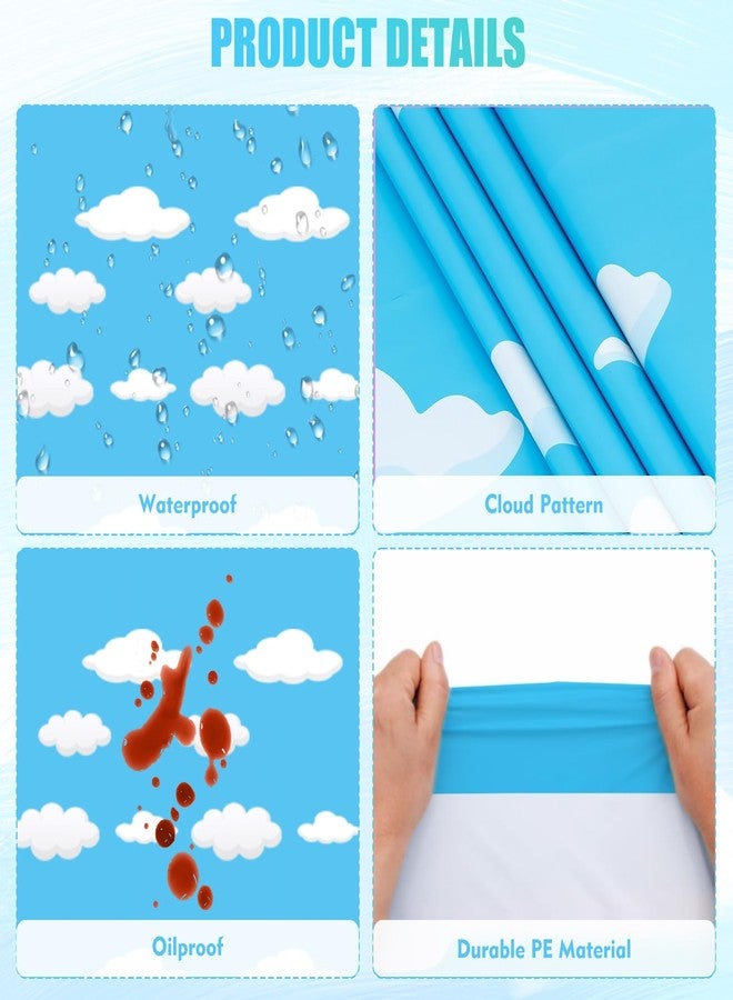 EoaMen Blue Sky White Clouds Birthday Party Supplies, Cartoon Story Birthday Blue Sky Tablecloth, Table Cover for Boy's and Girls Toy Party Supplies (54 x 108 Inch) - Image 3