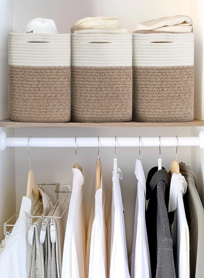 WILLITAT 11x11 Cube Storage Bin - 3 Pack Woven Storage Cubes Organizer, 11 Inch Cotton Rope Baskets for Organizing, Square Baskets for Shelves, Baby Nursery Closet Bins, Cubby Toy Box Organizer - Image 4