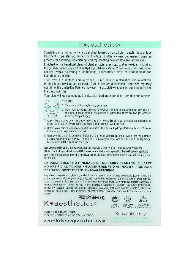 Earth Therapeutics, Green Tea Hydrogel Under-Eye Patch, 5 Pairs - Image 2