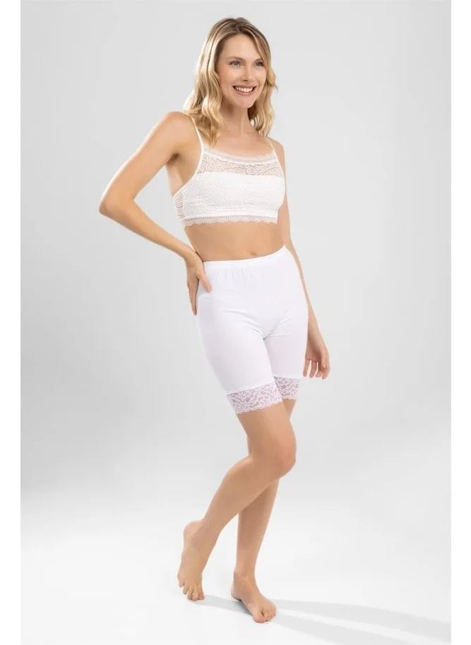 Baykar Women's Lace Leg Leggings 8030-1 White