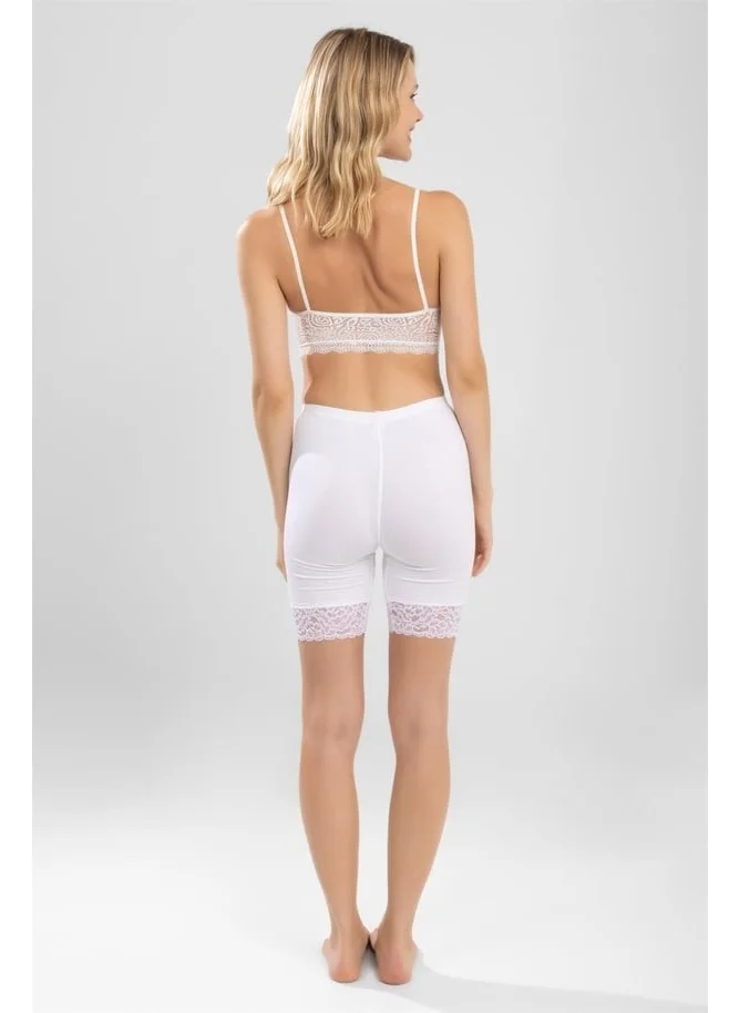 Baykar Women's Lace Leg Leggings 8030-1 White