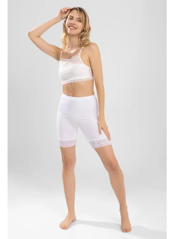 Baykar Women's Lace Leg Leggings 8030-1 White