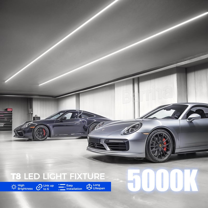 Barrina LED Shop Light, 4FT 40W 5500LM 5000K Daylight White, V Shape, Clear Cover, Linkable with Plug, T8 LED Tube Lights, ETL Listed, 10 Packs - Image 5