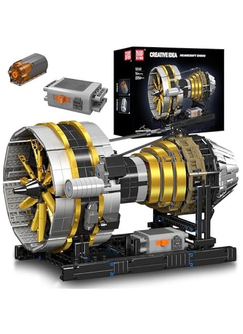 MOULD KING City Aircraft Engine Building Kit, Turbojet Engine Model That Runs, Mini Engine Build Kit for Adults with Battery, Mechanical Science Education STEM Toy(2256 PCS)
