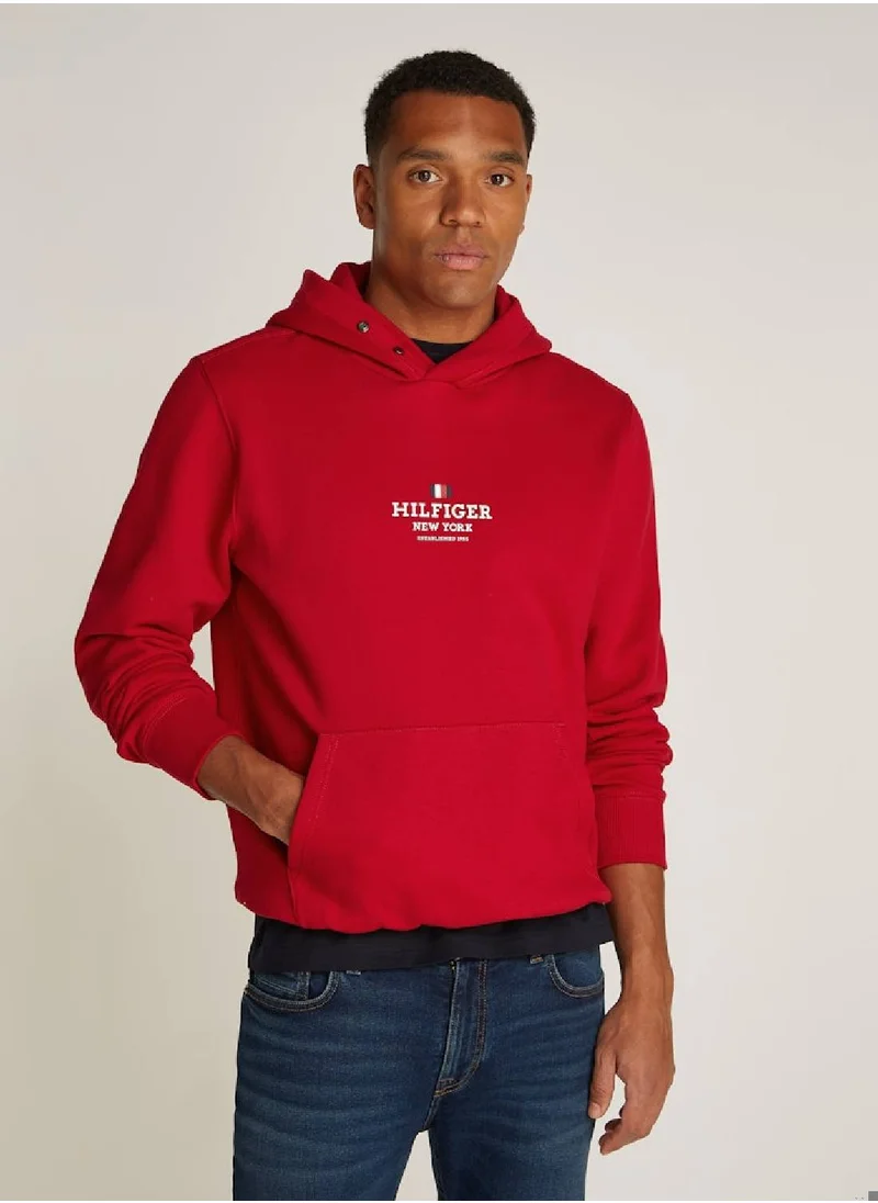 TOMMY HILFIGER Men's New York Logo Hoodie - Cotton blend, Red