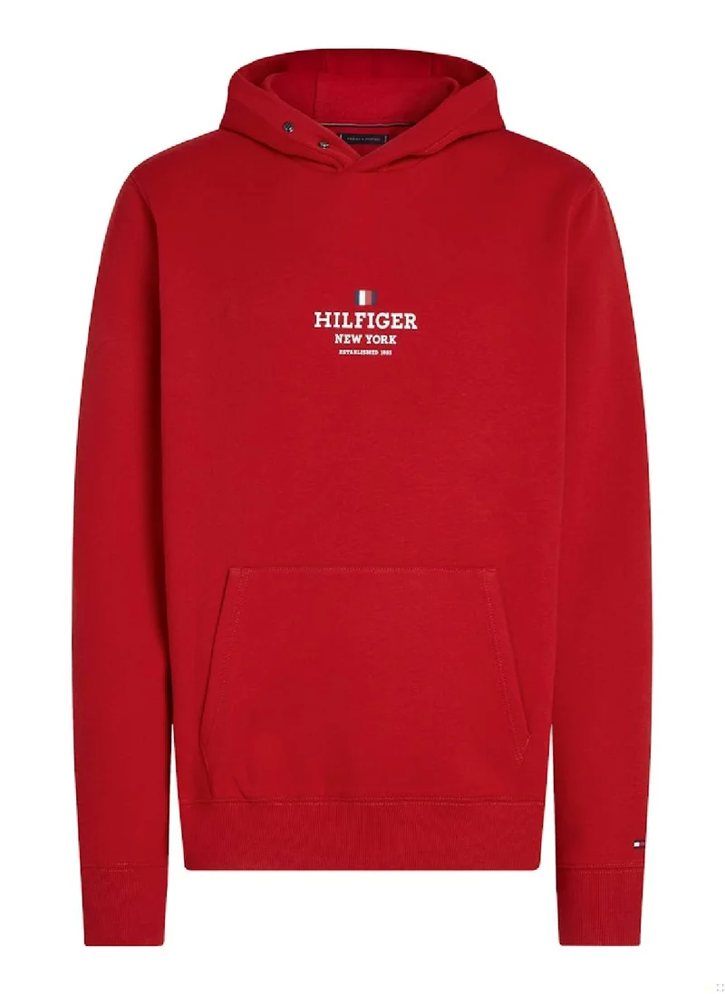 TOMMY HILFIGER Men's New York Logo Hoodie - Cotton blend, Red