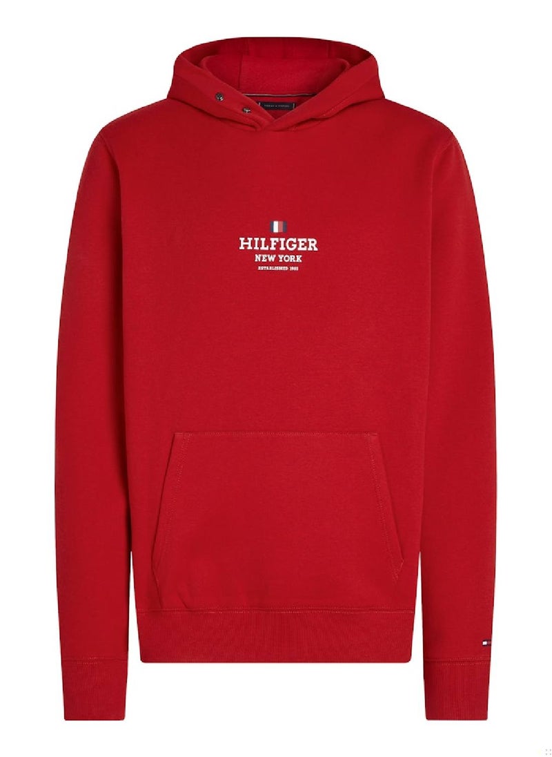 TOMMY HILFIGER Men's New York Logo Hoodie - Cotton blend, Red  - Image 2