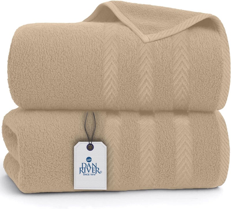 DAN RIVER 2 Pack Luxury Bath Sheets 35x70, 600 GSM, Soft & Quick Dry 100% Ring Spun Cotton Towels Ideal for Hotels, Spas, Gyms & Salons Extra Large, Tan - Image 1