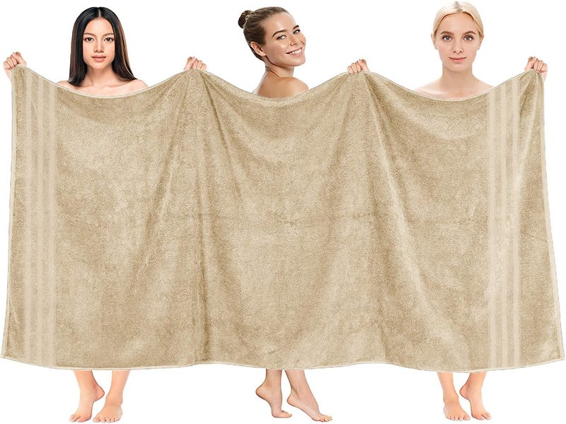 DAN RIVER 2 Pack Luxury Bath Sheets 35x70, 600 GSM, Soft & Quick Dry 100% Ring Spun Cotton Towels Ideal for Hotels, Spas, Gyms & Salons Extra Large, Tan - Image 5