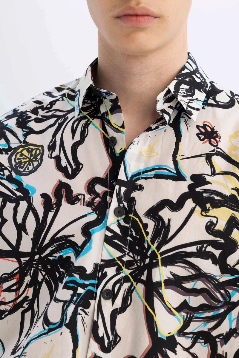 DeFacto Man Relax Fit Patterned Cotton Short Sleeve Shirt - Image 5