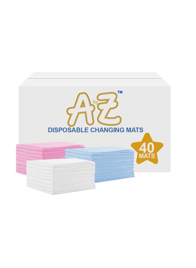 STAR BABiES A to Z  Disposable Changing Mats - 45 x 60cm - Large Pack of 40 - Blue/Pink/White-Rainbow - Image 1