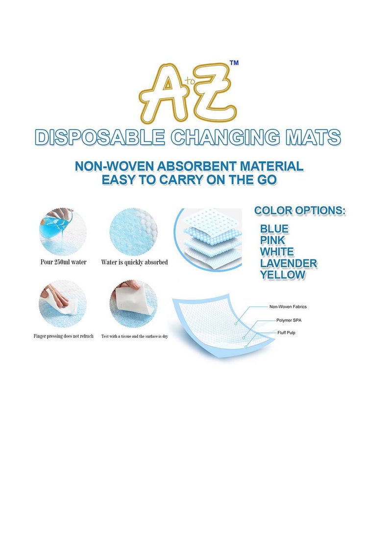 STAR BABiES A to Z  Disposable Changing Mats - 45 x 60cm - Large Pack of 40 - Blue/Pink/White-Rainbow - Image 3