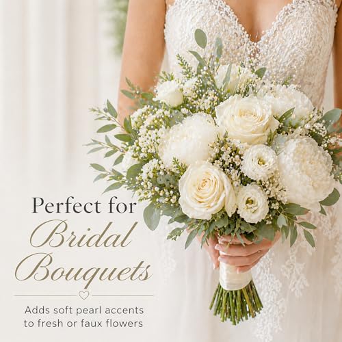 CHENXIN 50pcs Beaded Stick Bride Wedding Pearl Bouquet Party Decoration (Silver) - Image 3