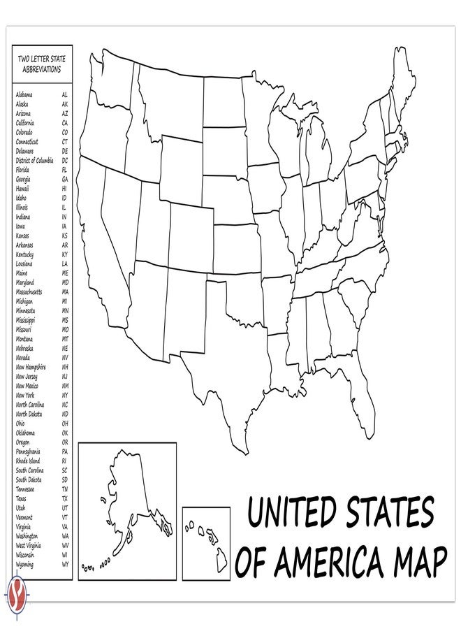 S Superfine Printing United States Map - USA Poster, US Educational Map - with State 2 Letter Abbreviation - for Ages Kids to Adults- Home/School/Office- Printed on 110Lb Card Stock - 12" x 18" Inches - Bulk Pack of 10 - Image 3