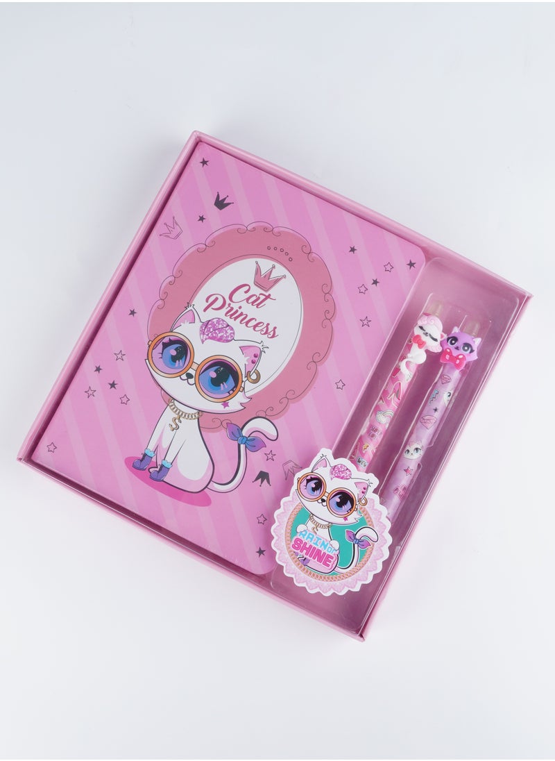 Dukan Stationery Set Pink Cat 3's  - Image 2