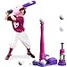QDRAGON 2 in 1 T Ball Sets for Kids 35 58 Tee Ball Set with Automatic Pitching MachineAdjustable Batting Bat  Stand6 Balls Baseball Toys Outdoor Sport for Toddlers Girls Pink - Image 4